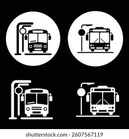  bus icons set with various vehicles and travel symbols