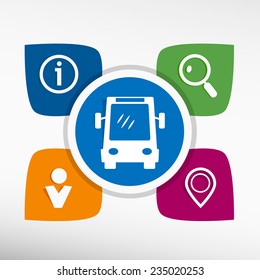 Bus and icons set vector illustration. Modern Flat style 