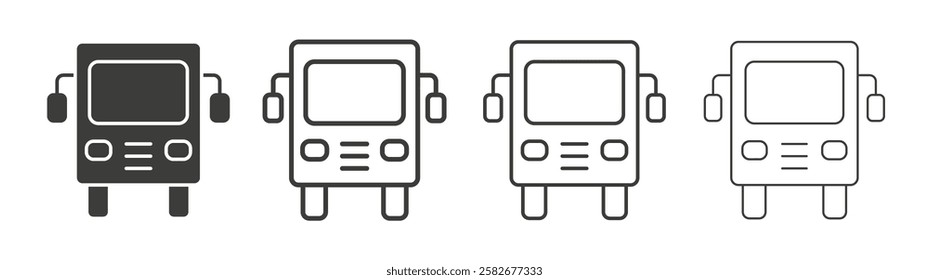 Bus icons set vectors graphic designs