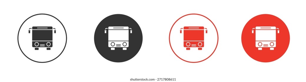 Iconos de autobús simple silueta plana Ilustración vectorial