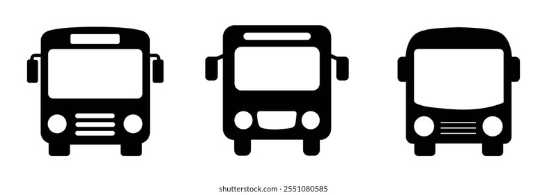 Conjunto de ícone de ônibus silhueta vetor ilustração no fundo branco. transporte público. 