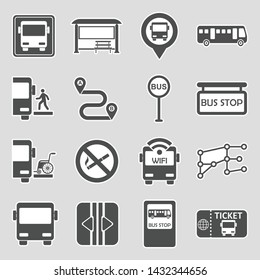 Bus Icons. Sticker Design. Vector Illustration.