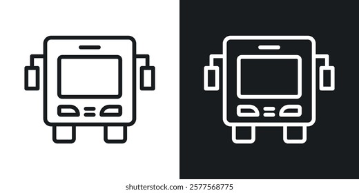 Bus icons in thin black and white stroke liner style