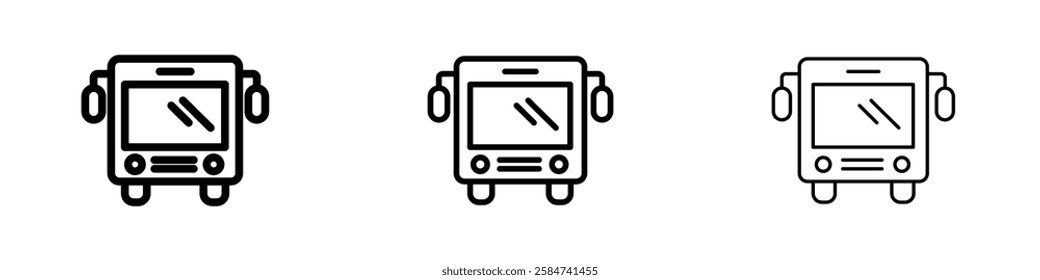 Bus icons in three different stroke lines