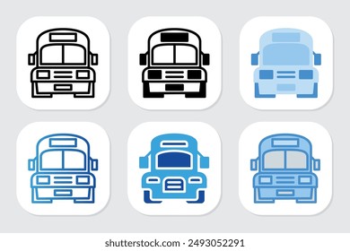 Bus-Icons mit verschiedenen Designstilen