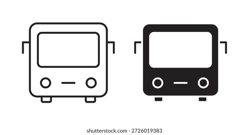 Símbolo de Vector de iconos de autobús con trazo editable y versiones planas
