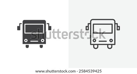 Bus icons vectors illustrations in black fill and liner versions