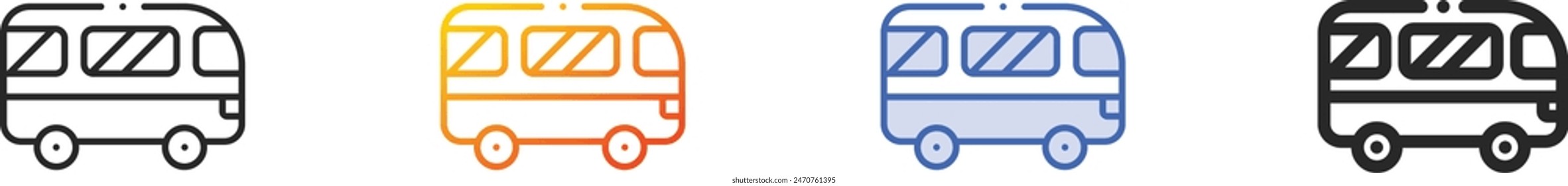 bus icon.Thin Linear, Gradient, Blue Stroke and bold Style Design Isolated On White Background