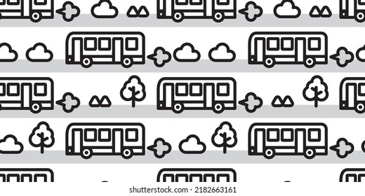 Bus illustration background. Seamless pattern. Vector. 