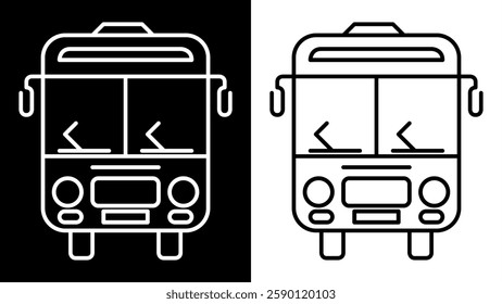 Bus image line icon black and white. Icon image of transportation.