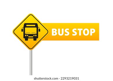 Bus installation. Banner for websites. Bus stop sign. Flat design. Vector illustration