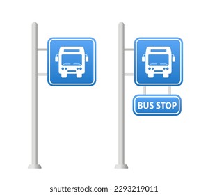 Bus installation post vector flat material design object. Bus stop sign. Flat design. Vector illustration