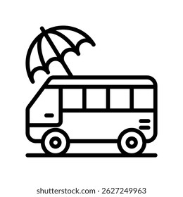 Ícone de contorno do vetor de seguro de ônibus. Arquivo Eps10 
