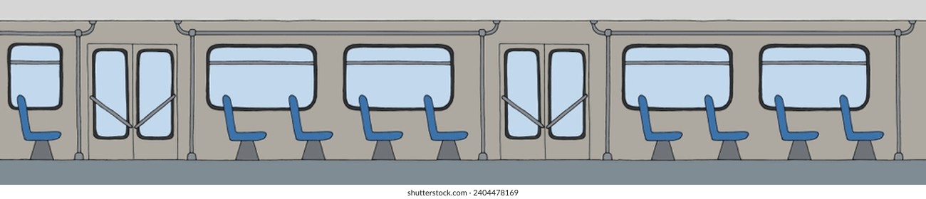 Bus interior graphic color sketch long illustration vector 
