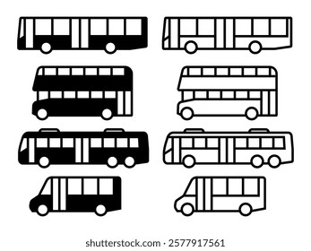 Bus iocn set. Vector illustration.