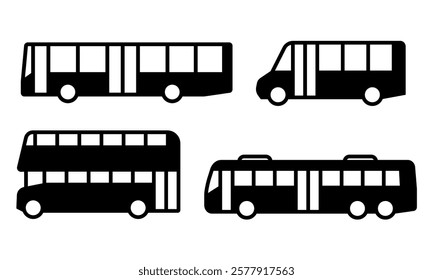 Bus iocn set. Vector illustration.