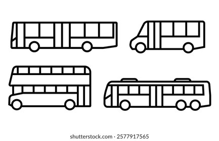 Bus iocn set. Vector illustration.