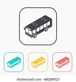 bus isometric 3d color icon set 