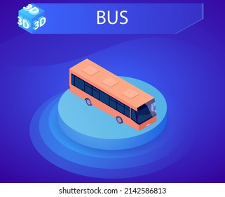 Bus isometric design icon. Vector web illustration. 3d colorful concept