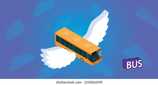 Bus isometric design icon. Vector web illustration. 3d colorful concept