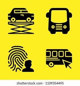 bus, lifter, bus and fingerprint vector icon set. Sample icons set for web and graphic design