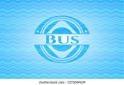 Bus light blue water wave emblem background.