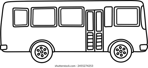 Bus line art for coloring book page