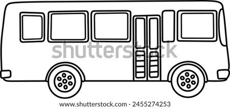 Bus line art for coloring book page