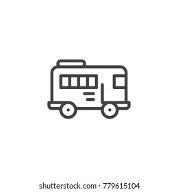 Bus line icon, outline vector sign, linear style pictogram isolated on white. School bus symbol, logo illustration. Editable stroke