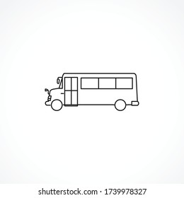 icono de línea de bus. icono de línea aislada de bus de escuela