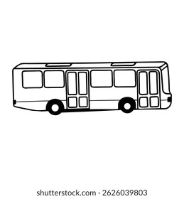 bus line icon, vehicle, transportation, simple line art, minimalist, monochrome, illustration