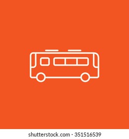 Bus line icon for web, mobile and infographics. Vector white icon isolated on red background.