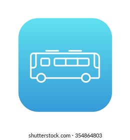 Bus line icon for web, mobile and infographics. Vector white icon on the blue gradient square with rounded corners isolated on white background.