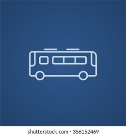 Bus line icon for web, mobile and infographics. Vector light blue icon isolated on blue background.