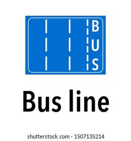 Bus line Information and Warning Road traffic street sign, vector illustration collection isolated on white background for learning, education, driving courses, sticker, icon.