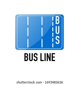 Línea de autobuses Información y advertencia Señal de tráfico vial, ilustración vectorial aislada en fondo blanco para aprendizaje, educación, cursos de conducción, pegatina, icono.