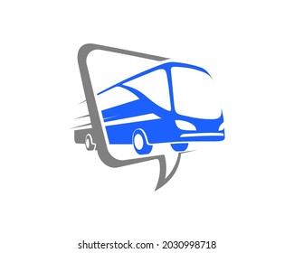 bus lineart style with callout box logo concept