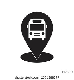 bus location pin flat icon vector