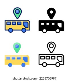 Bus location, pointer and location icons. vector