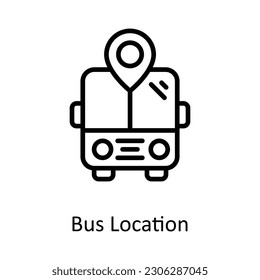 Busstandortvektor     Skizze Design Illustration. Ort und Kartensymbol auf weißem Hintergrund EPS10-Datei