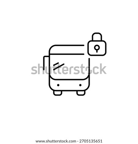 Bus and lock. Restricted route access, secure travel route. Pixel perfect, editable stroke vector icon