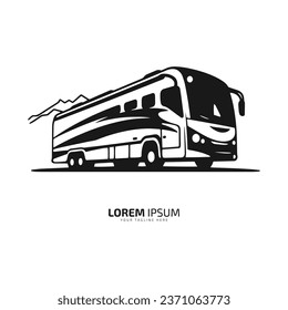 Bus logo school bus icon silhouette vector isolated design mountain background