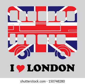 Bus With London Flag Print