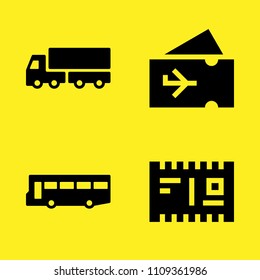 bus, lorry, plane ticket and postcard vector icon set. Sample icons set for web and graphic design