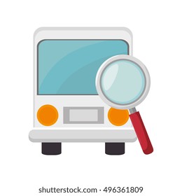 bus and magnifying glass