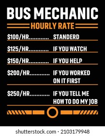 Bus Mechanic Hourly Rate T shirt svg