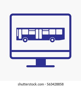Bus Medium Icon. Flat Isolated with Computer Screen Symbol