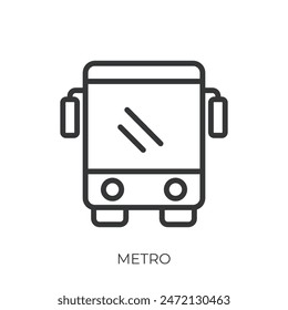 Bus metro icon. Line single icon on transparent background