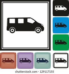 Bus, minibus, car, icon, vector
