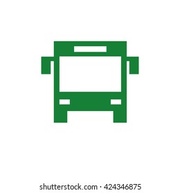 Bus with mirrors. Vector icon green
